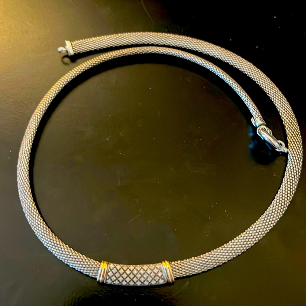 Diamond Mesh Collar Necklace in 14k Gold and Sterling Silver (1/4 ct. t.w.)